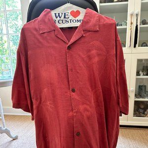 Tommy Bahama Tropical Silk Shirt Size Med. (Dark Pink)